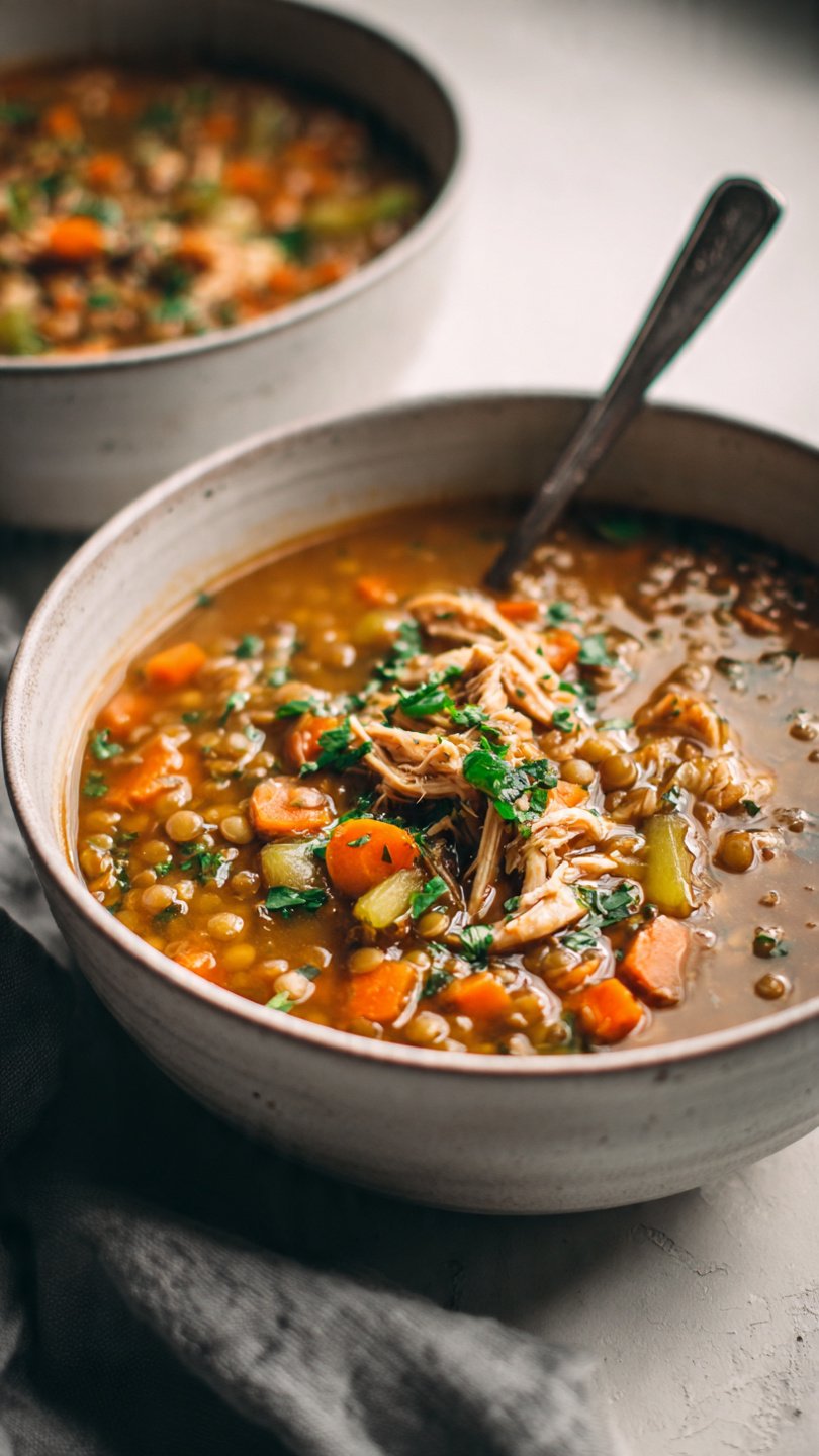 High-Protein Chicken Lentil Soup for Longevity (30g Protein)
