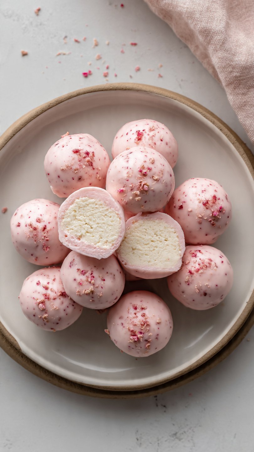 High-Protein Strawberry Cheesecake Protein Balls for Longevity (6g Protein)