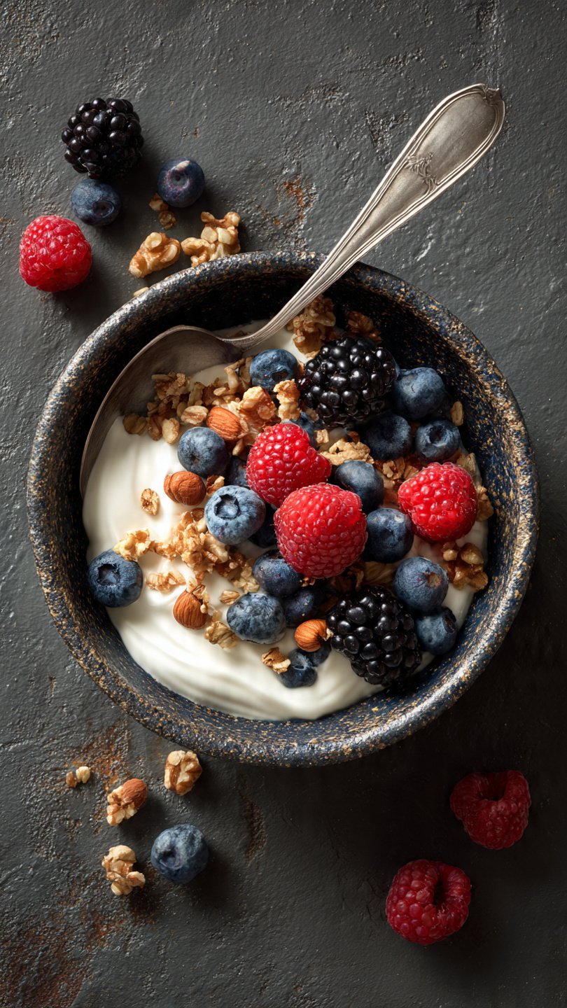 High-Protein Greek Yogurt Power Bowl with Berries & Nuts for Longevity (25g Protein)