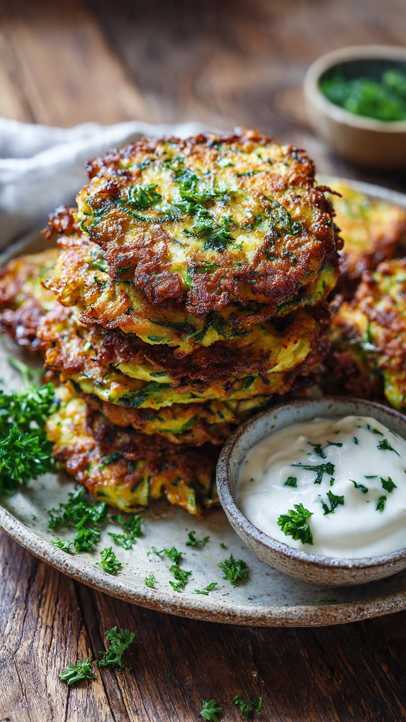 High-Protein Crispy Zucchini Fritters for Longevity (10g Protein)