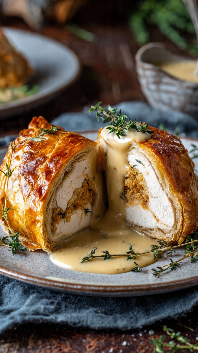 High-Protein Chicken Wellington with Dijon Cream Sauce for Longevity (42g Protein)