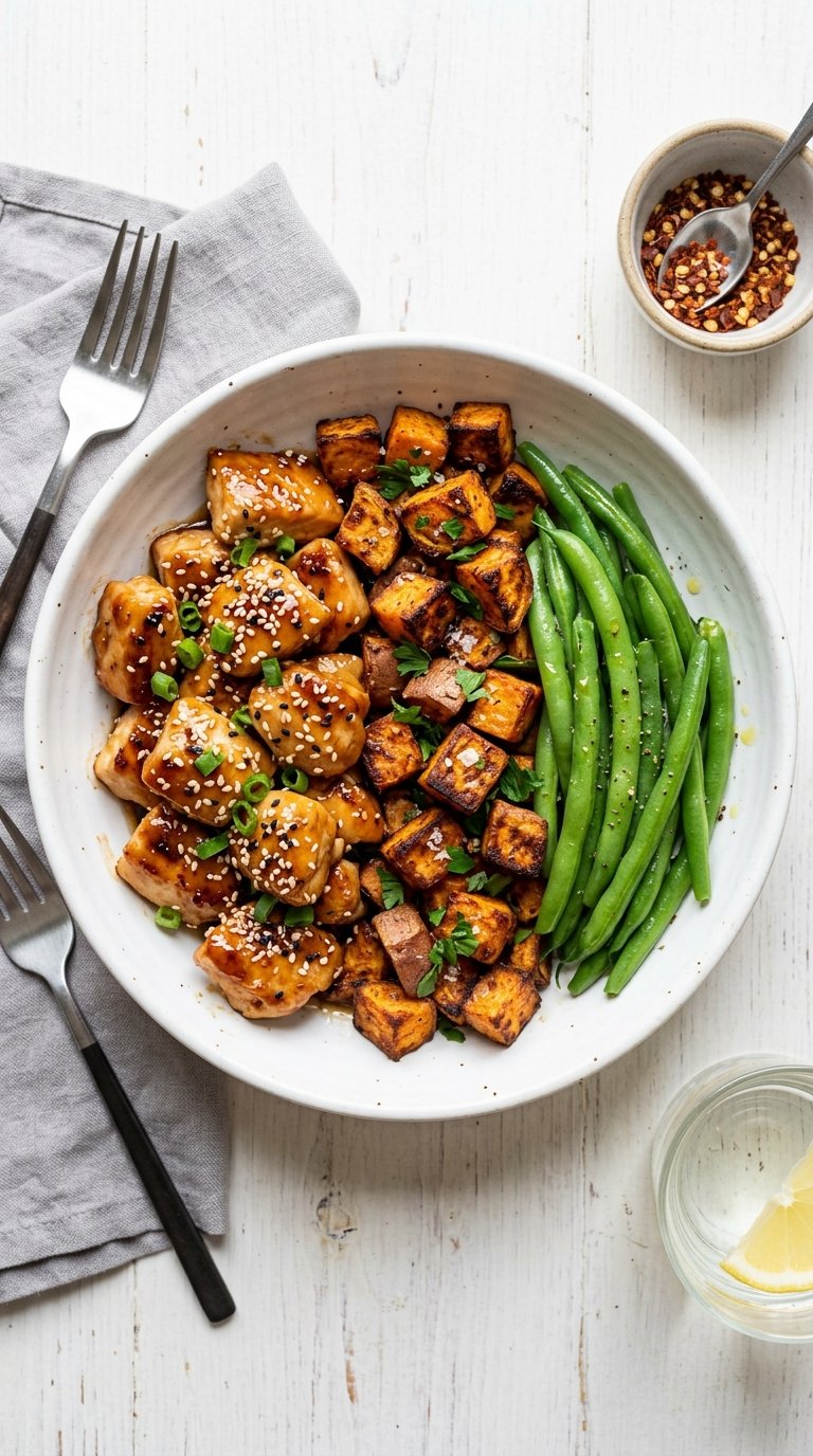 High-Protein Irresistible Honey Garlic Chicken & Sweet Potato for Longevity (42g Protein)
