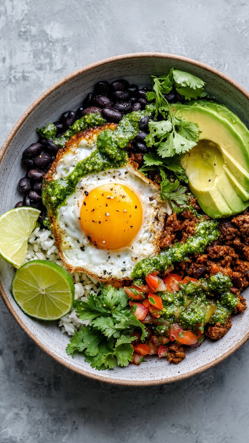 High-Protein Breakfast Burrito Bowl (Eggs, Beans, Avocado) for Longevity (26g Protein)