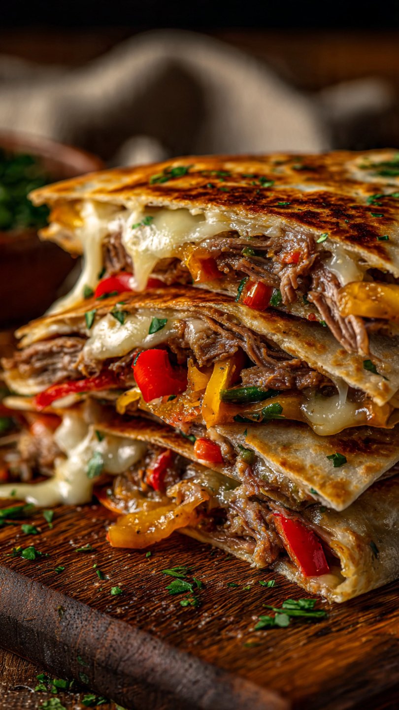 High-Protein Philly Cheesesteak Quesadillas for Longevity (40g Protein)