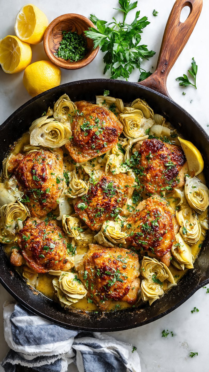 High-Protein Ikaros Lemon-Garlic Chicken & Artichokes for Longevity (42g Protein)