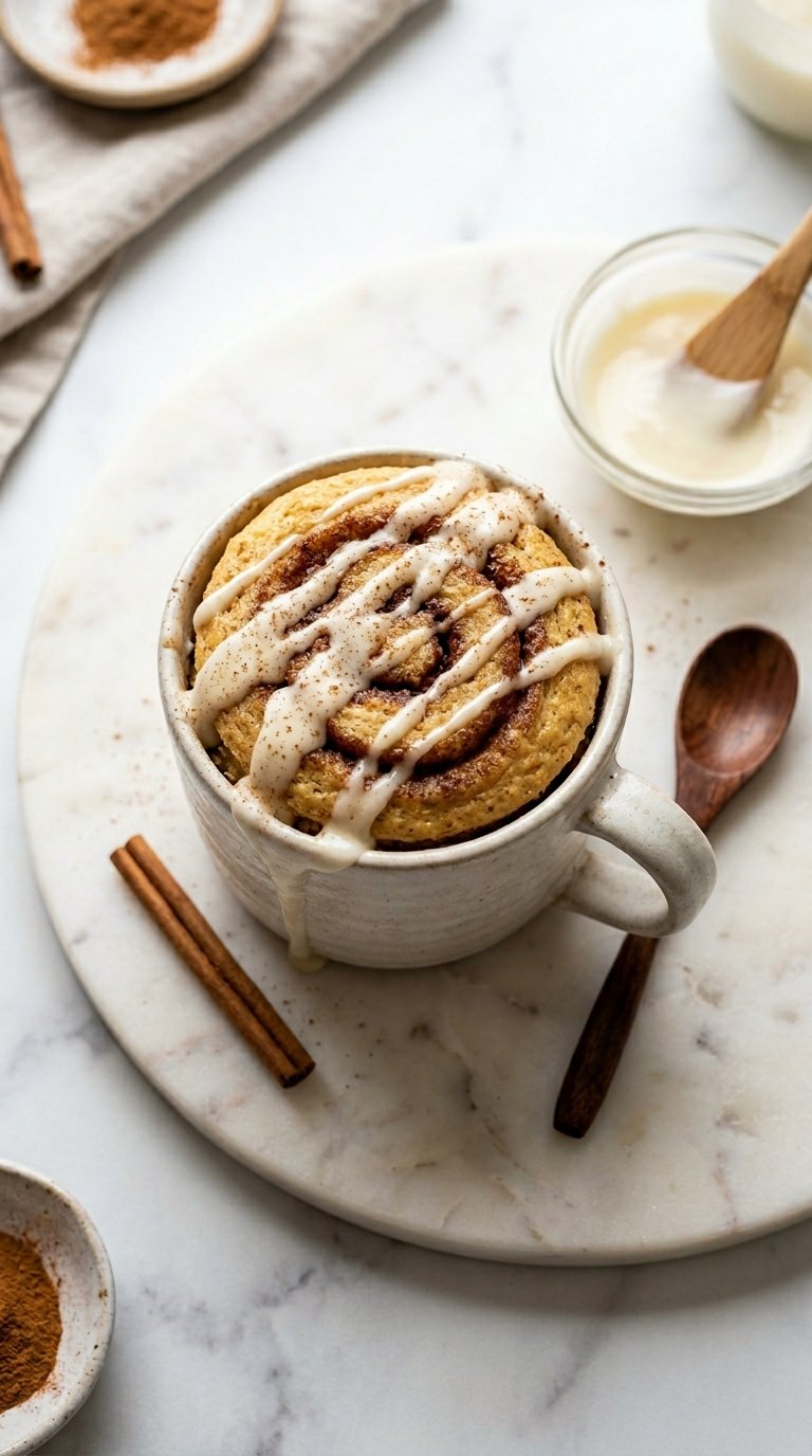 High-Protein Cottage Cheese Cinnamon Roll Mug Cake for Longevity (22g Protein)