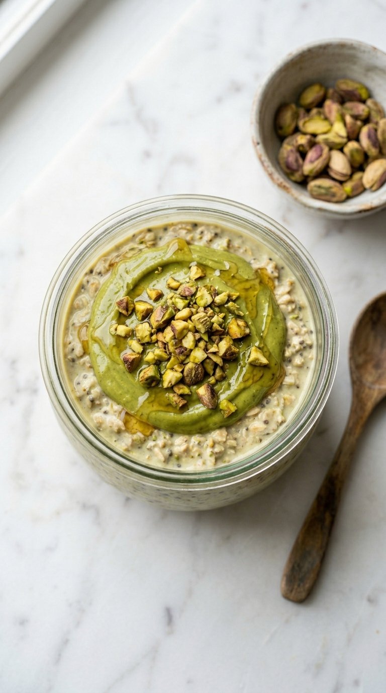 High-Protein Creamy Pistachio Overnight Oats for Longevity and Metabolic Health