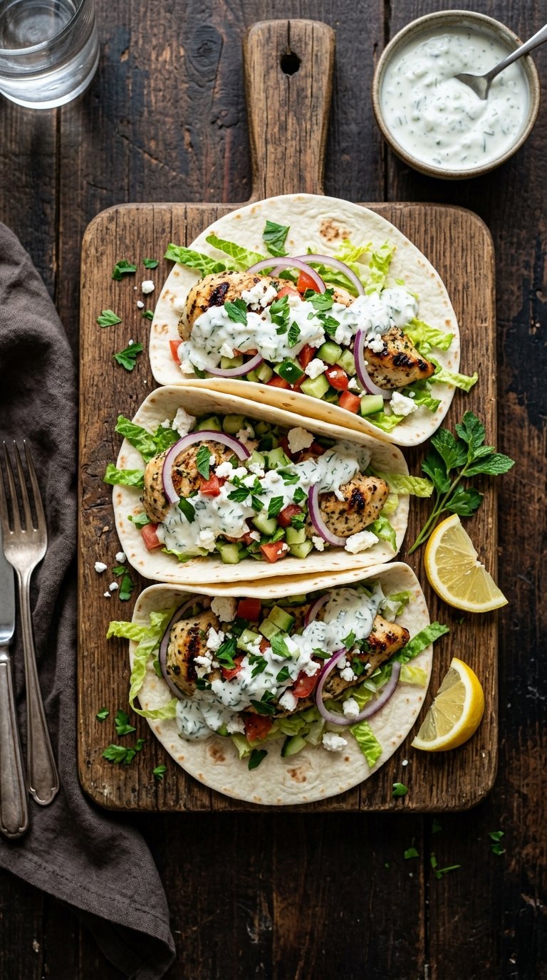 High Protein Grilled Mediterranean Chicken Tacos for Longevity